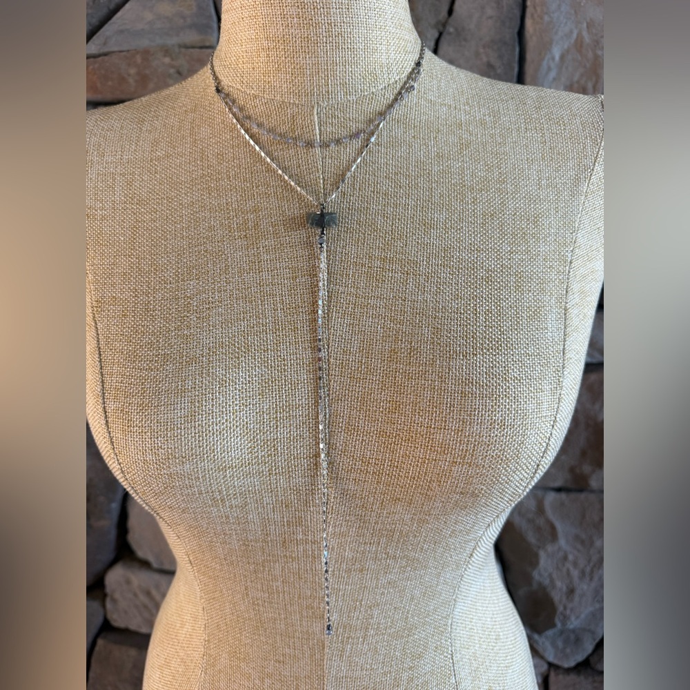 New🌟Free People-Elegant Silver Lariat Stone Necklace